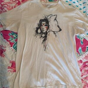 Men's Princess Mononoke Graphic Tee in Cream with Artistic Design